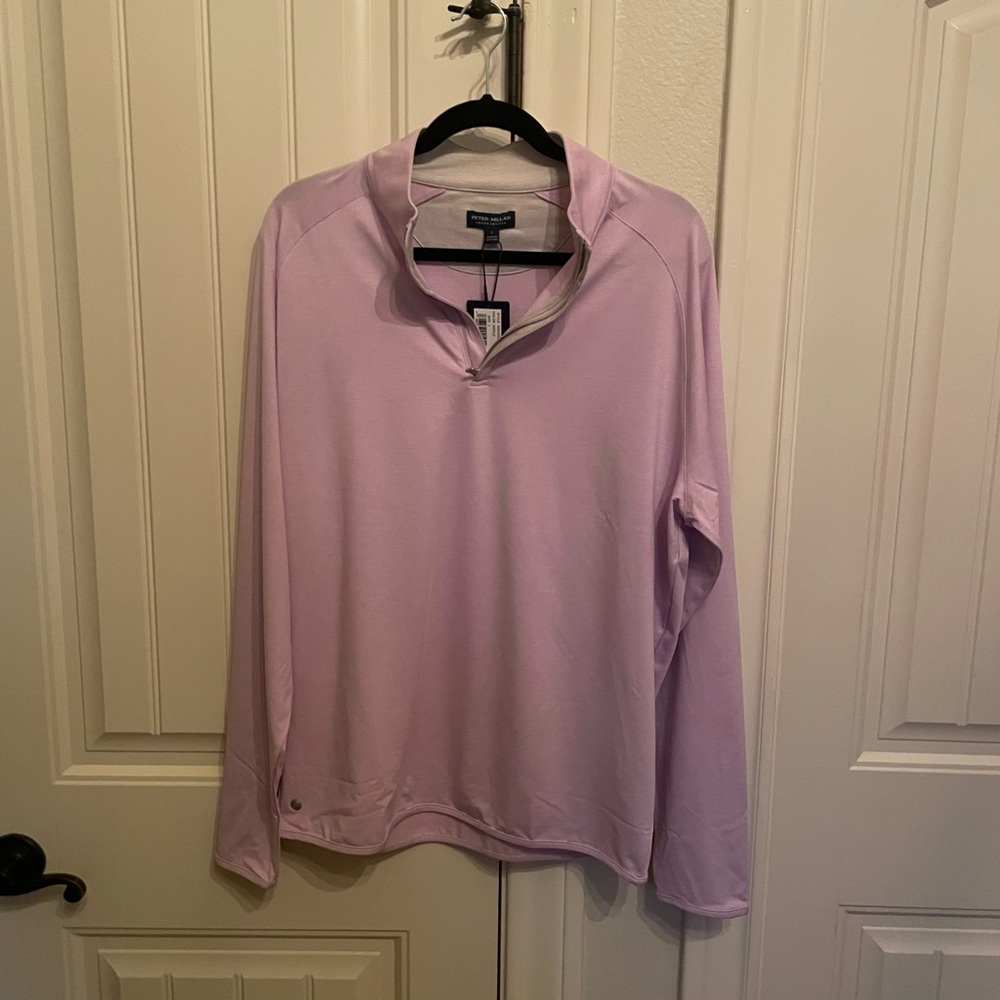 NWT Peter Millar Lavender Long Sleeve half zip